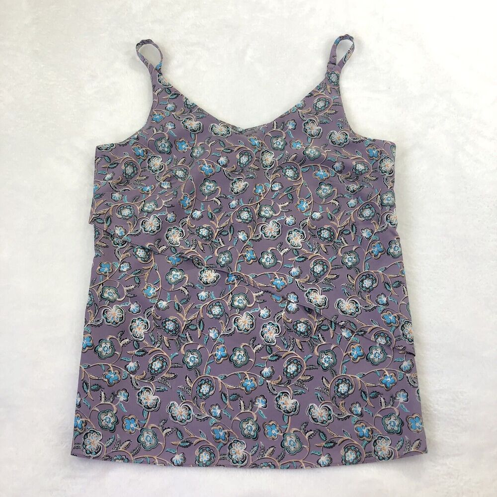 Cabi 3453 Spring Floral Scrollwork S Cami Blouse Top Purple Adjustable Straps - Picture 1 of 7